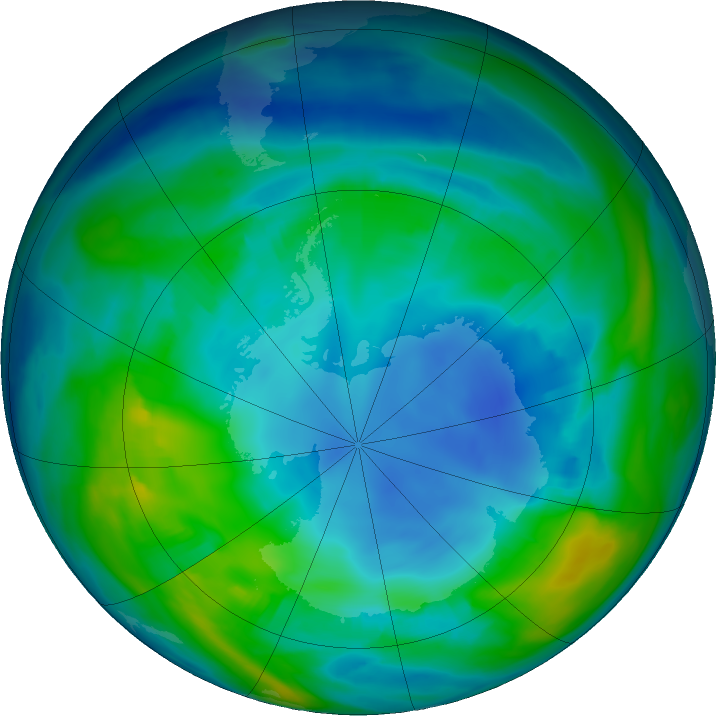 Antarctic ozone map for 10 May 2018